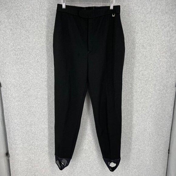 Roffe Women Jett Pant Size 14 Long Black Stretch Knit Vintage Wool Blend Stirrup - Picture 1 of 14
